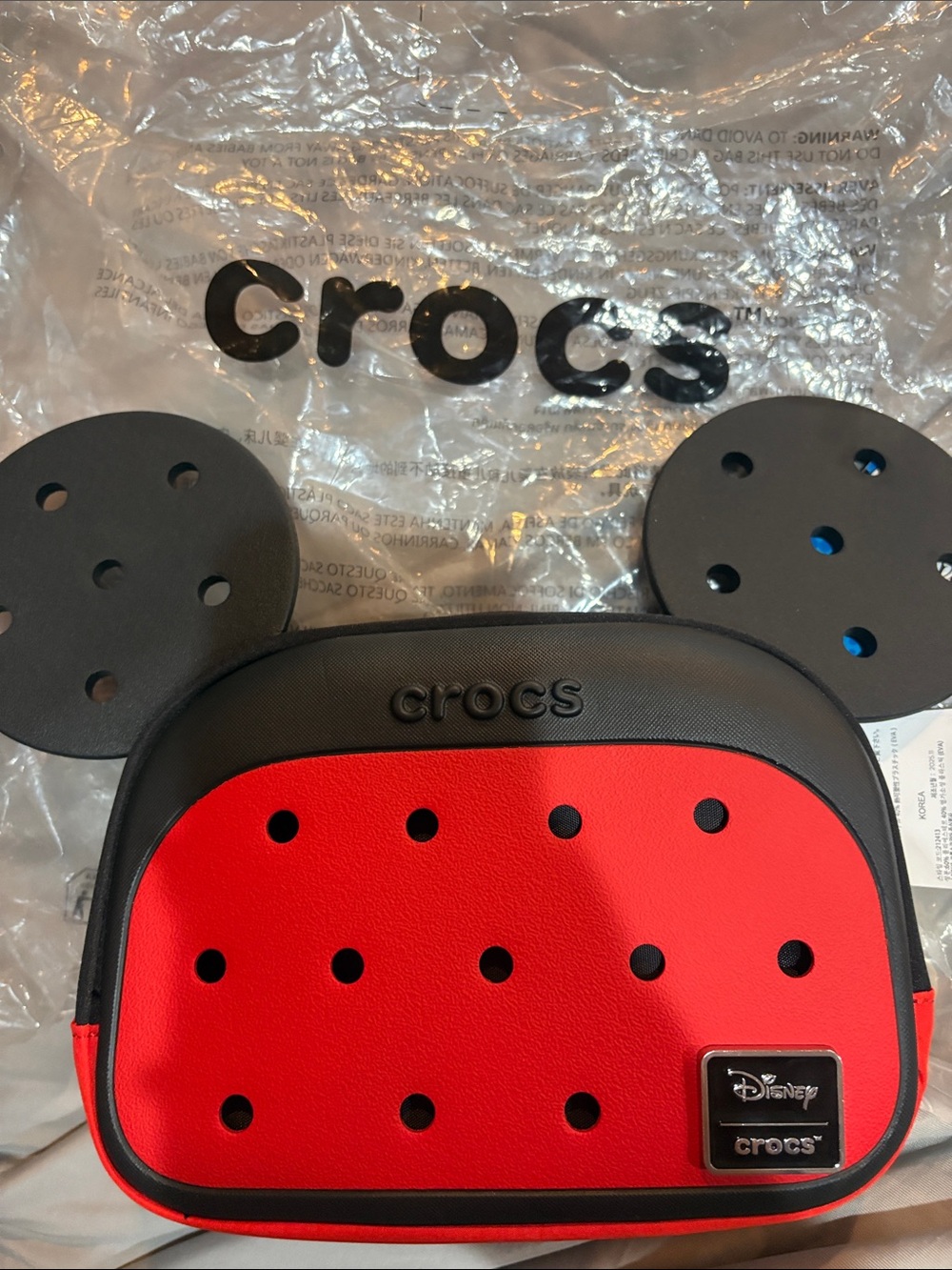 CROCS Black and Red Kids' Mickey Ear Crossbody Bag